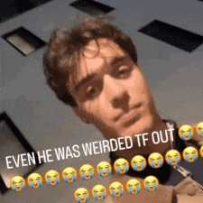 a picture of a man with a caption that says " even he was weird tf out "