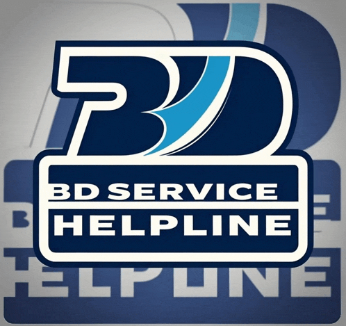 a logo for bd service helpline is shown in blue and white