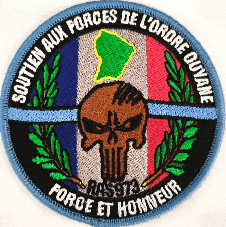 a patch with a skull and the words " soutien aux forces de l' ordre ouvane "