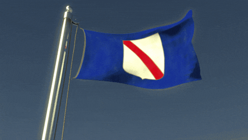 a blue and white flag with a red stripe on the bottom