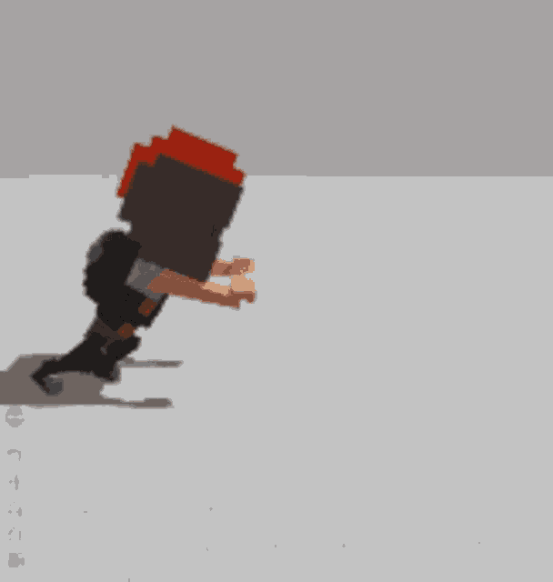 a cartoon character with a backpack is walking on a white grid
