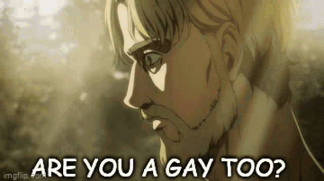 a man with a beard is asking if he is gay .