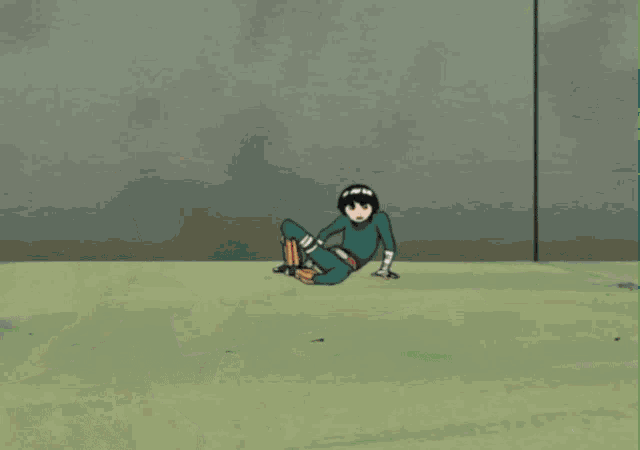 a cartoon character with black hair and a white circle on his head