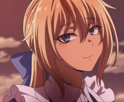 a girl with blonde hair and blue eyes is smiling