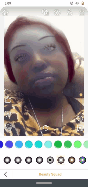 a screenshot of a beauty squad app with a woman 's face