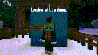a screenshot of a video game with the words london what a dump