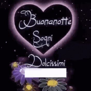 a purple heart with the words buonanotte sogni dolcissimi on it
