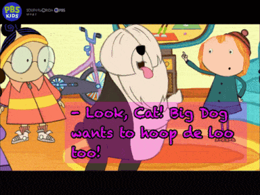 a screenshot of a pbs kids show with a dog
