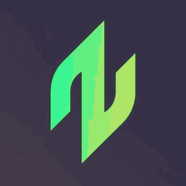 a green and yellow gradient logo on a dark background .