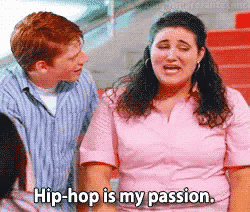 a woman says hip-hop is my passion in front of a man