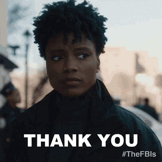 a picture of a woman with the words thank you written on it