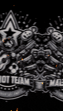 a black background with a star and skulls and a banner that says not team war