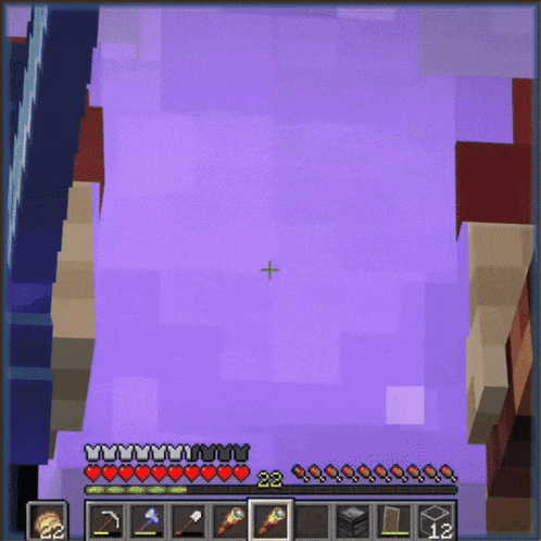 a screenshot of a minecraft game with hearts and a cross
