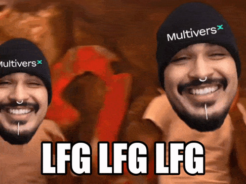 a man with a beard wearing a beanie that says multivers on it