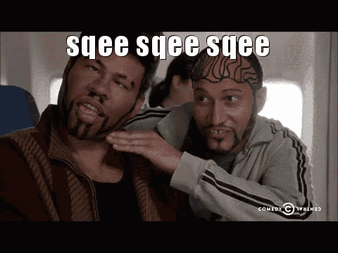 a man with a tattoo on his head is talking to another man on a plane