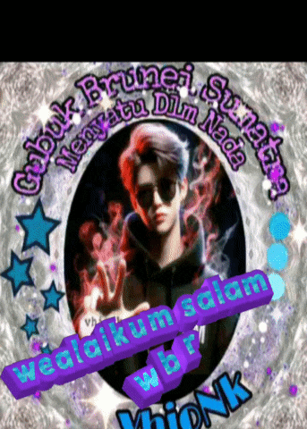 a picture of a man in a circle with the words wedaikum salam written in purple