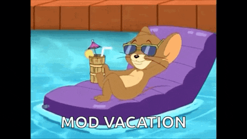 jerry from tom and jerry is sitting on a lounge chair in the water holding a drink and wearing sunglasses .