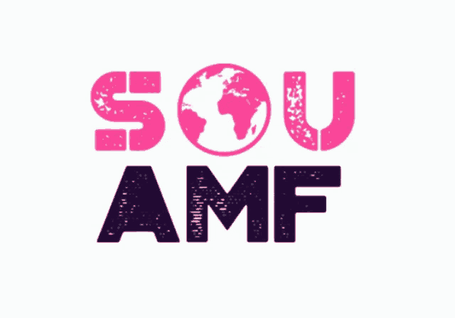 a logo for sou amf with a globe in the center