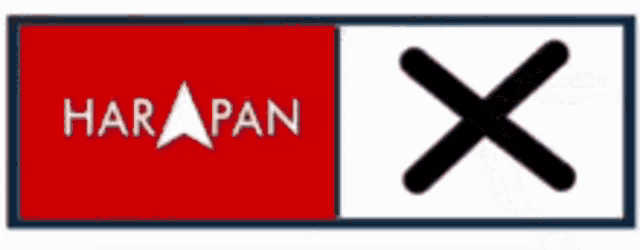 a red and white sign that says harapan x on it