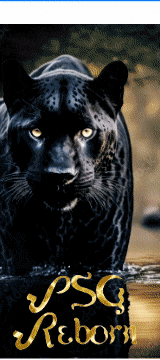 a picture of a black panther with the words psg reborn on the bottom