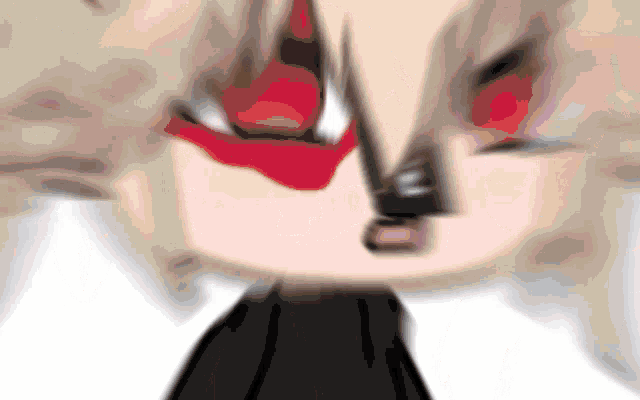 a blurry image of a person 's face with a red eye