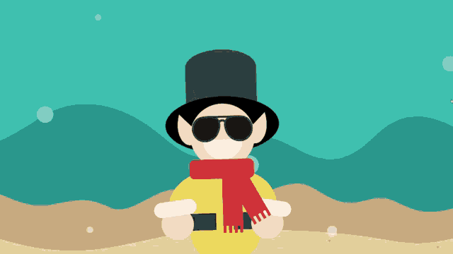 a cartoon of a man wearing a top hat and sunglasses