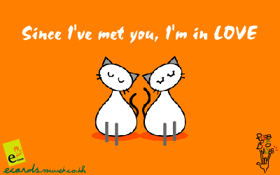two cats are sitting next to each other with the words since i 've met you i 'm in love above them