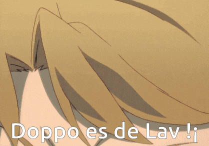 a man with glasses and the words doppo es de lav written below him