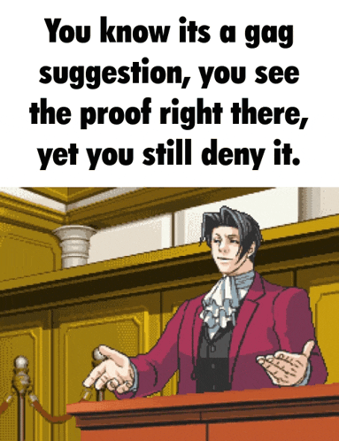 a cartoon of a man giving a speech with the caption " you know its a gag suggestion you see the proof right there "