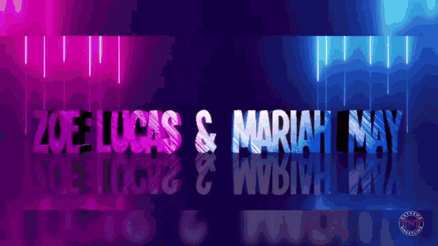 a purple and blue background with the words zoe lucas and mariah way