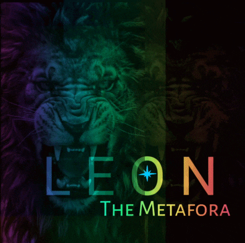 a poster for leon the metafora with a lion on it