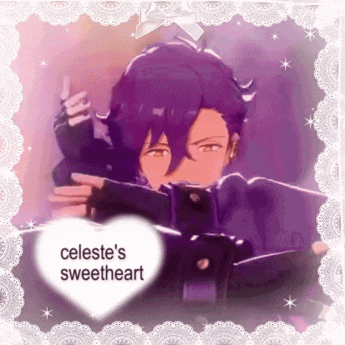 a picture of celeste 's sweetheart with a purple haired character