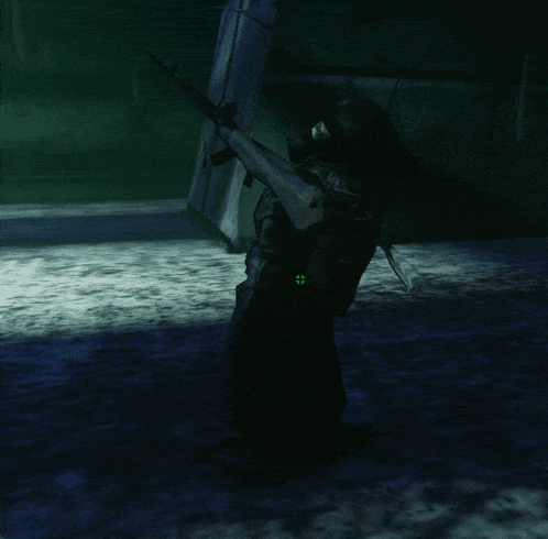 a polish soldier is standing in the dark