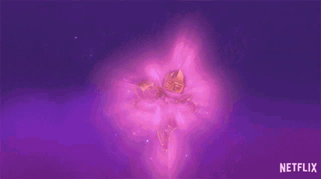 a purple background with a glowing object in the middle of it