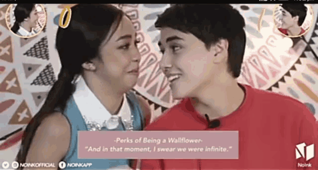 a man and a woman are looking into each other 's eyes