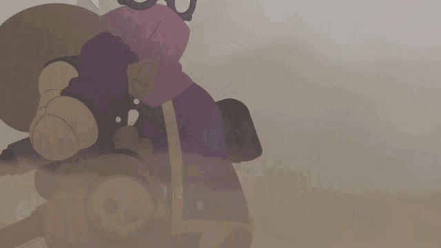 a cartoon character wearing glasses and a scarf is riding a motorcycle
