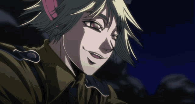 a close up of a cartoon character 's face with a smile on his face