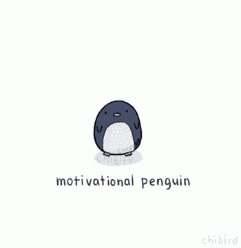 a picture of a penguin with the words work hard keep fighting motivational penguin