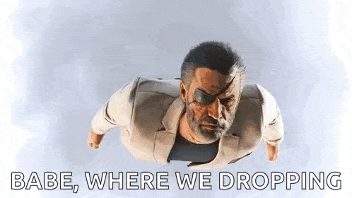 a man is flying through the air with the words `` babe , where we dropping '' written below him .