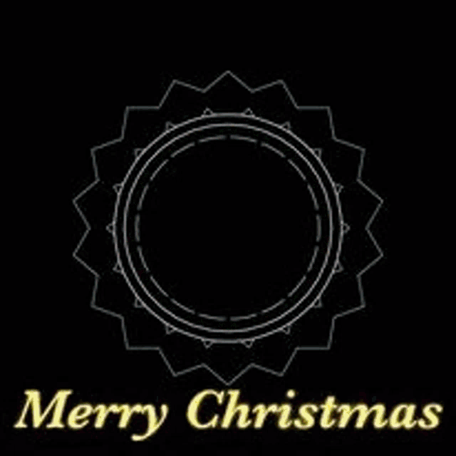 a merry christmas greeting card with a colorful mandala on a black background .