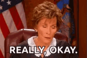 a judge is sitting in front of an american flag and saying really okay