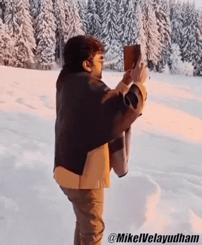 Chiru Snow Selfie Video GIF