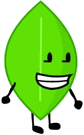 a cartoon green leaf with arms and legs is smiling .