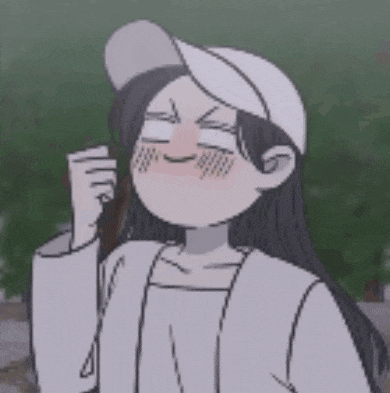 a cartoon girl wearing a baseball cap and a white jacket is holding a stick .