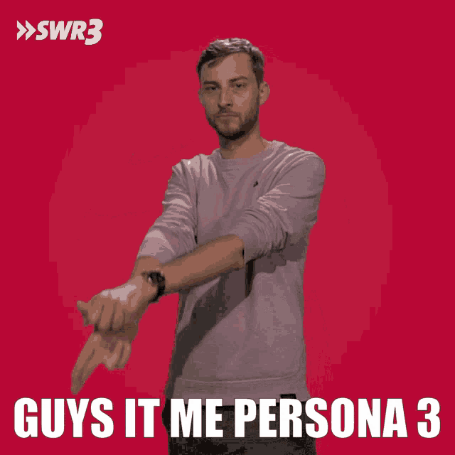 a man is drinking from a bottle with the words persona written on the bottom