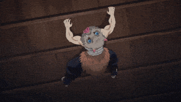a cartoon character with a pig 's head and blue eyes