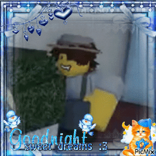 a picture of a lego character with the words goodnight sweet dreams 3