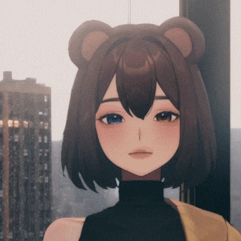 a girl with a teddy bear ear on her head