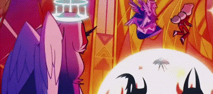 a group of cartoon characters are standing next to each other in a room with a candle .