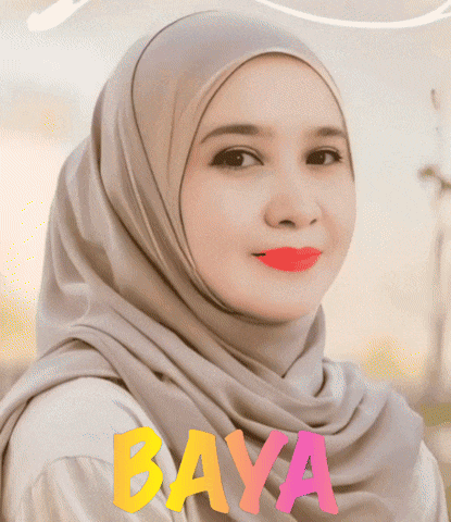 a woman wearing a hijab with the word baya written on it
